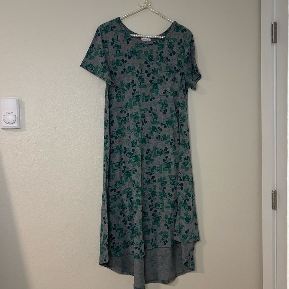 Lularoe Women Gray Vintage Disney Mickey Mouse Print Short Sleeve T-shirt Dress - Picture 6 of 8